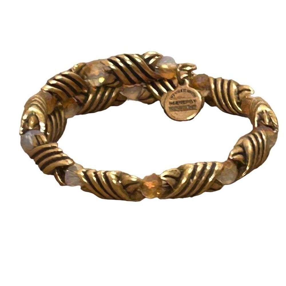Vintage Alex And Ani Sixty-Six Inspirational Bracelet Gold-tone Brass Wire Wrap